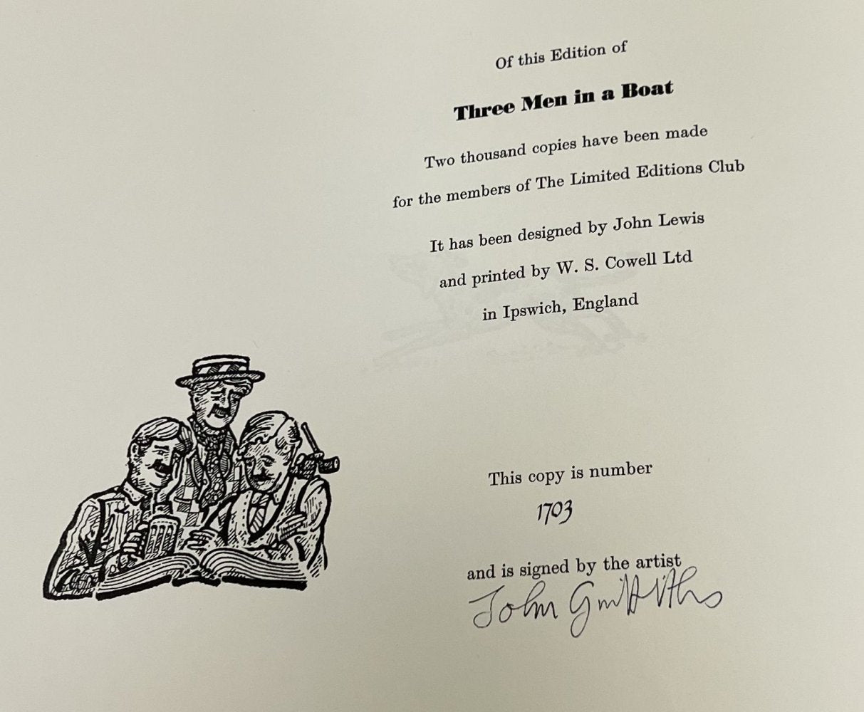 25% Off Summer Sale!! Jerome K. Jerome - Three Men in a Boat - Signed & Numbered 1975 - Limited Edition Club