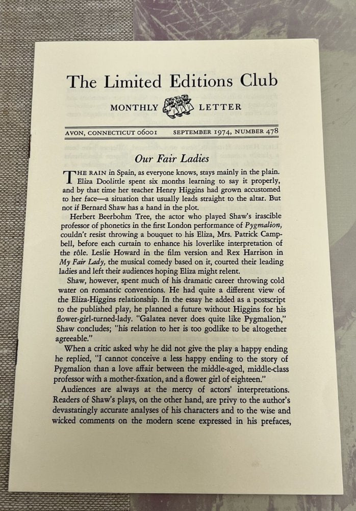 25% Off Summer Sale!!  George Bernard Shaw - Pygmalion & Candida  - Signed & Numbered 1974 - Limited Edition Club