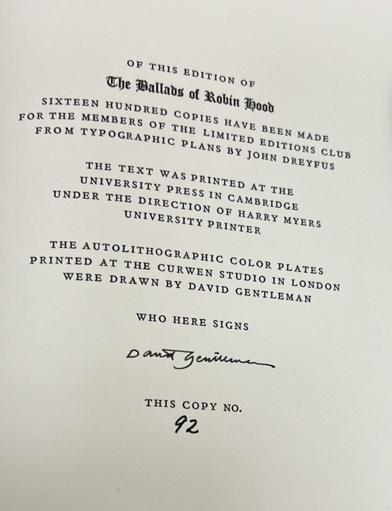 25% Off Summer Sale!!  Jim Lees  - The Ballard of Robin Hood - Signed & Numbered 1977 - Limited Edition Club