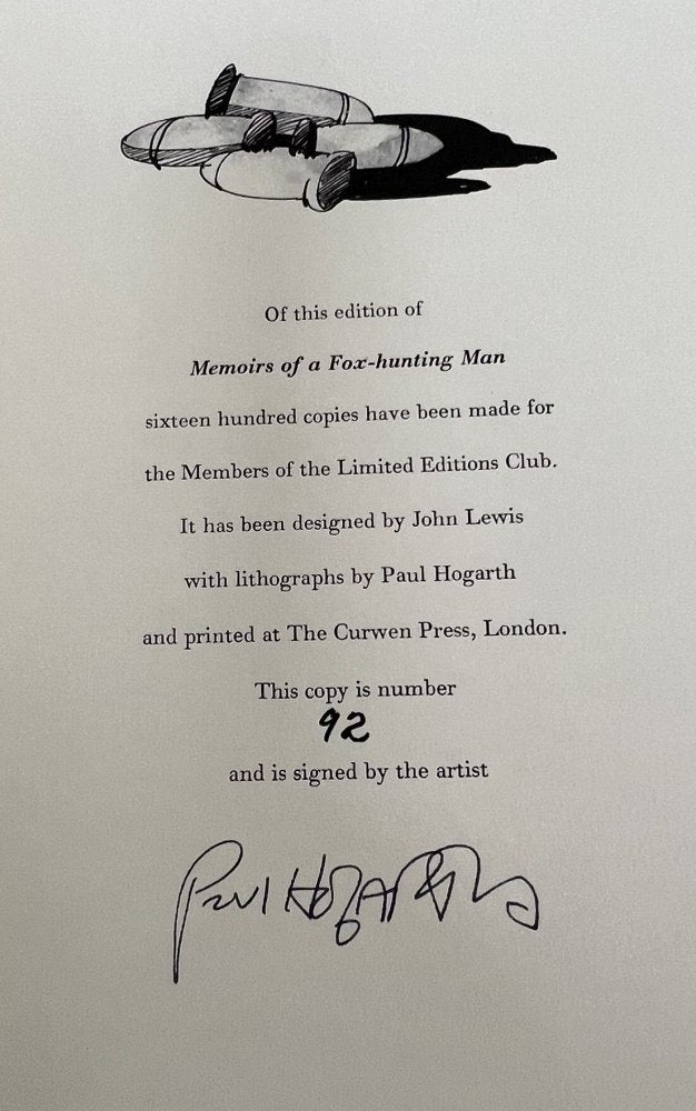 25% Off Summer Sale!!  Siegfried Sassoon  - Memoirs of a Fox Hunting Man - Signed & Numbered 1977 - Limited Edition Club