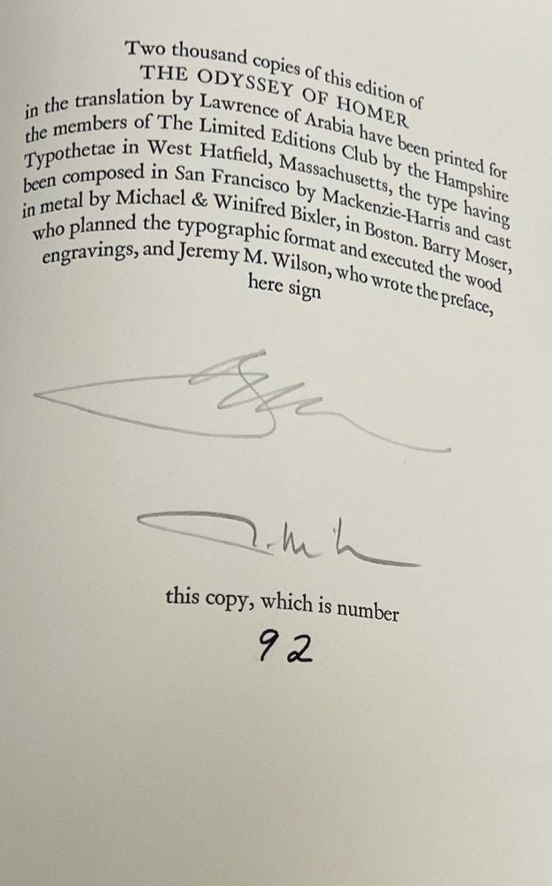 25% Off Summer Sale!!  T. E. Shaw - The Odyssey of Homer - Signed & Numbered - Limited Edition Club 1981