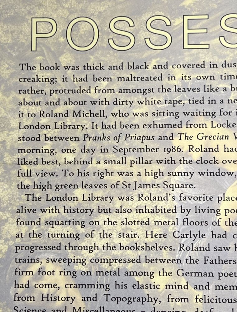 Autographed Typescript - A.S. BYATT - POSSESSION - Booker Prize winner -