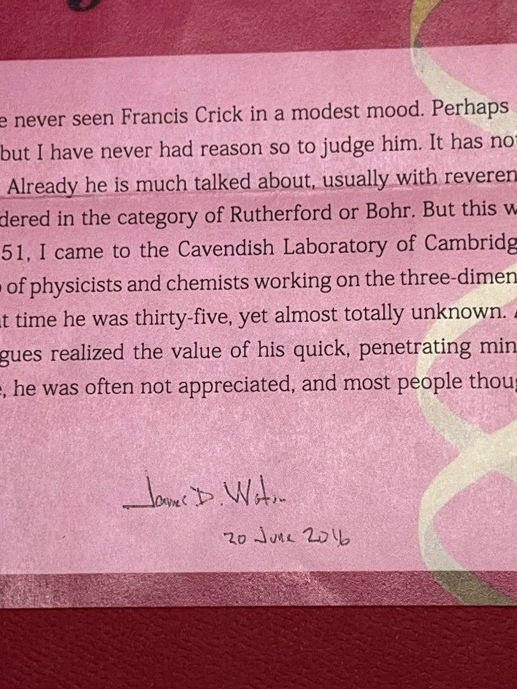 Autographed Typescript - James D. Watson - The Double Helix - Nobel Prize winner -