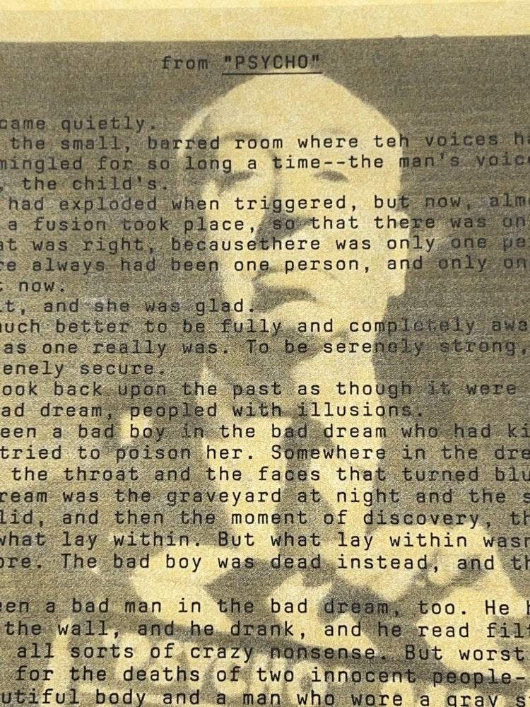 Autographed Typescript - Robert Bloch - PSYCHO -
