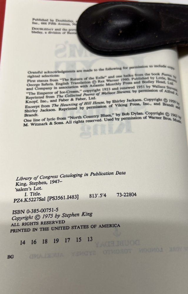 *SIGNED* Stephen King - Salem's Lot - 1st Edition / 13th Printing - Custom Rear Panel Slipcase