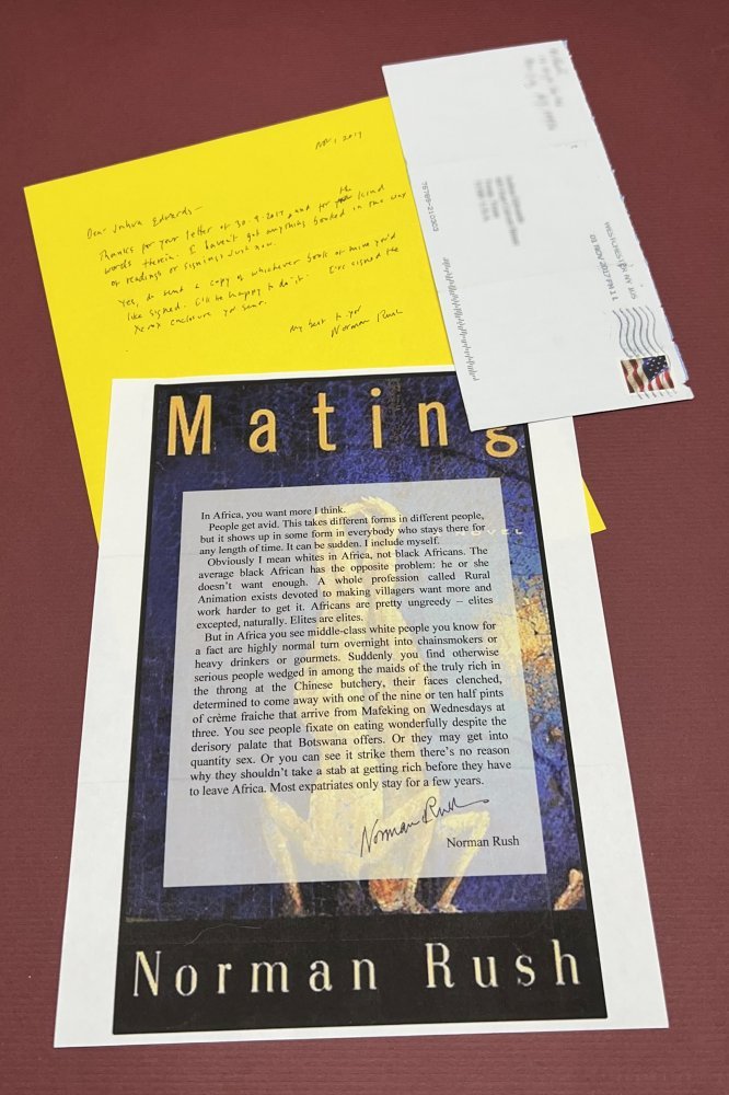 Autographed Typescript - Norman Rush - MATING - National Book Award winner