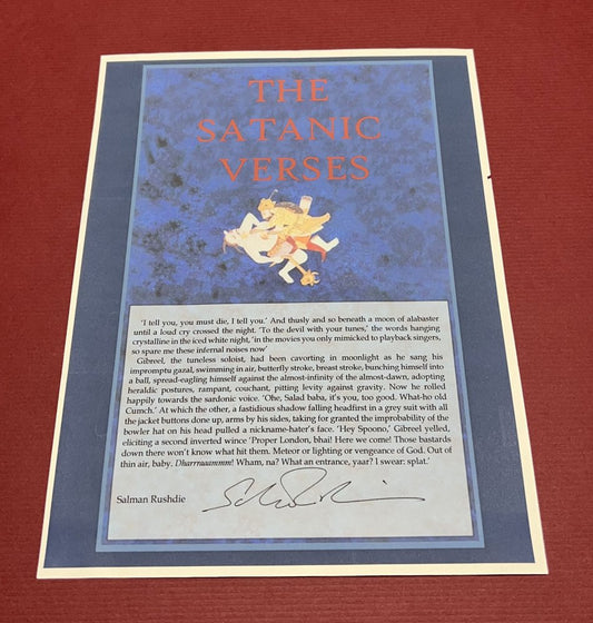 Autographed Typescript - Salman Rushdie - THE SATANTIC VERSES - Booker Prize winner -