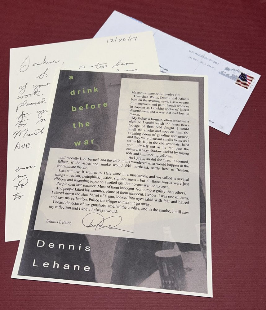 Autographed Typescript - Dennis Lehane - A DRINK BEFORE THE WAR -