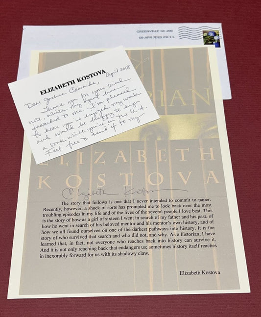 Autographed Typescript - Elizabeth Kostova - THE HISTORIAN -