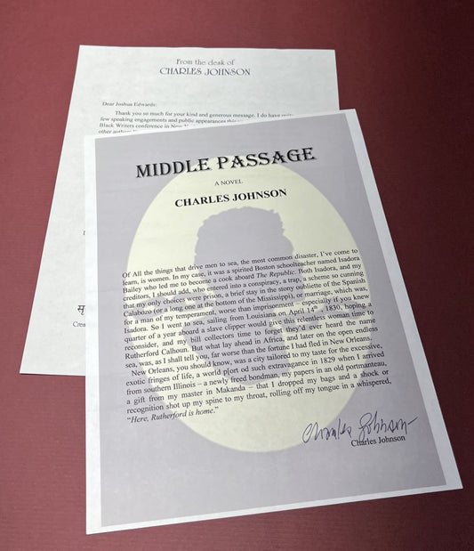 Autographed Typescript - Charles Johnson - MIDDLE PASSAGE - National Book Award winner