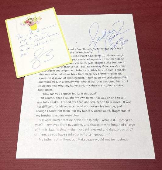 Autographed Typescript - Geraldine Brooks - CALEB'S CROSSING - Pulitzer Prize winner