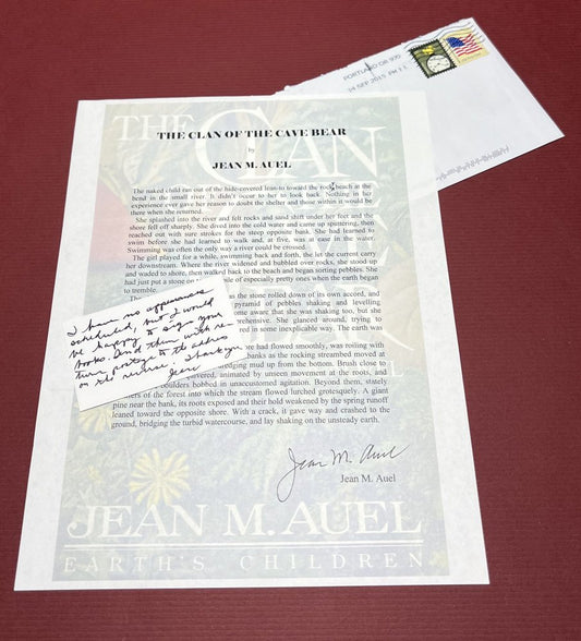 Autographed Typescript - Jean M. Auel - THE CLAN OF THE CAVE BEAR -