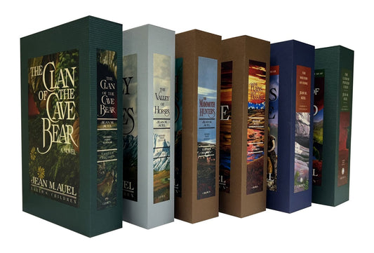 CUSTOM SLIPCASE SET for Jean M. Auel - Earth's Children Complete Set - The Clan of the Cave Bear; The Valley of Horses; The Mammoth Hunters; The Plains of Passage; The Shelters of Stone; The Land Of Panted Caves