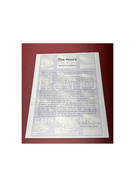 Autographed Typescript - Michael Cunningham - THE HOURS - Pulitzer Prize winner