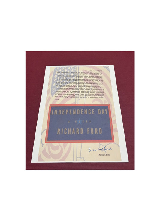 Autographed Typescript - Richard Ford - Independence Day - Pulitzer Prize winner -