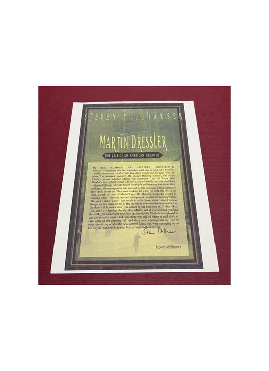 Autographed Typescript - Stephen Millhauser - MARTIN DRESSLER - Pulitzer Prize winner -