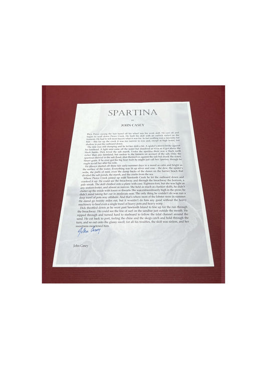 Autographed Typescript - John Casey - SPARTINA - National Book Award winner -