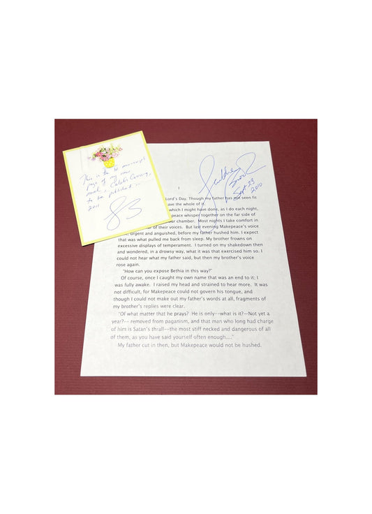 Autographed Typescript - Geraldine Brooks - CALEB'S CROSSING - Pulitzer Prize winner