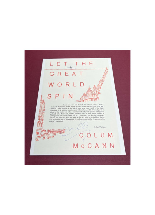 Autographed Typescript - Colum McCann - Let The Great World Spin - National Book Award winner -