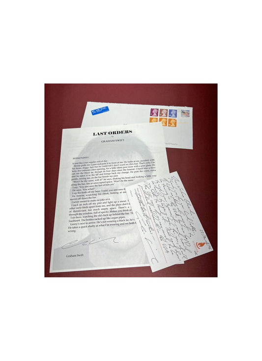 Autographed Typescript - Graham Swift - LAST ORDERS - Booker Prize Winner