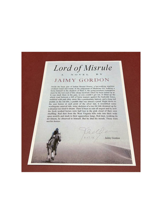 Autographed Typescript - Jaimy Gordon - LORD OF MISRULE - National Book Award winner