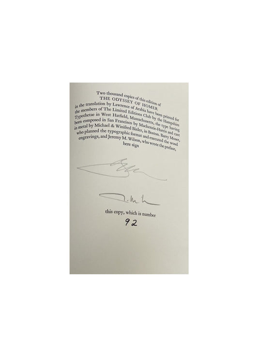 25% Off Summer Sale!!  T. E. Shaw - The Odyssey of Homer - Signed & Numbered - Limited Edition Club 1981