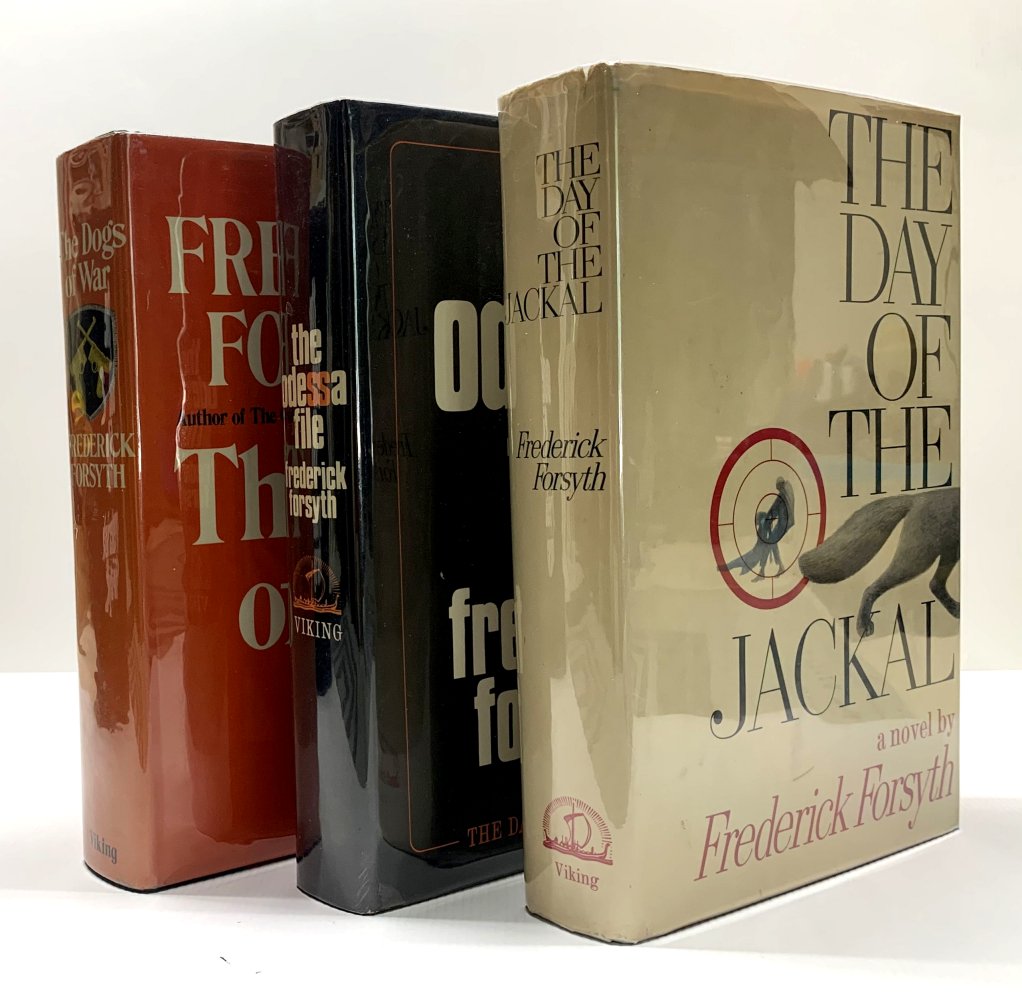 Frederick Forsyth The Day of the Jackal, The Odessa File & The Dogs Of War - Signed 1st Edition Set - Custom Slipcase