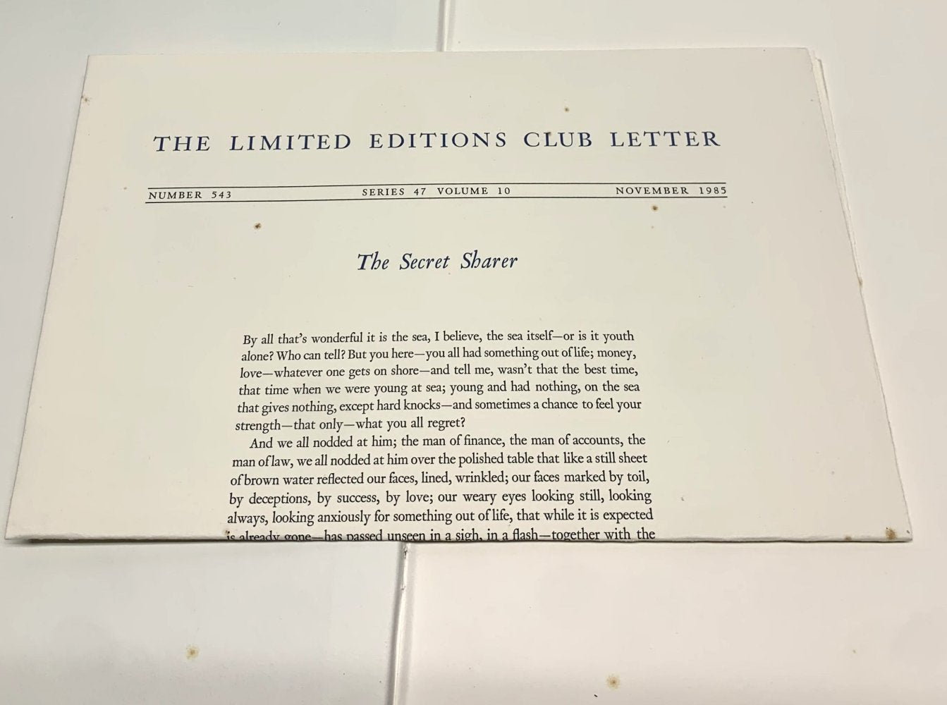 Joseph Conrad - The Secret Sharer - Signed - Limited Editions Club - 1985
