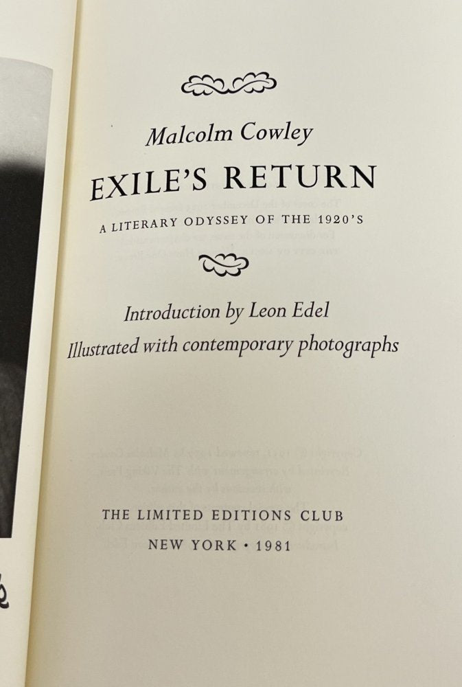 Malcolm Cowley - Exile's Return - Signed & Numbered 1981 - Limited Edition Club