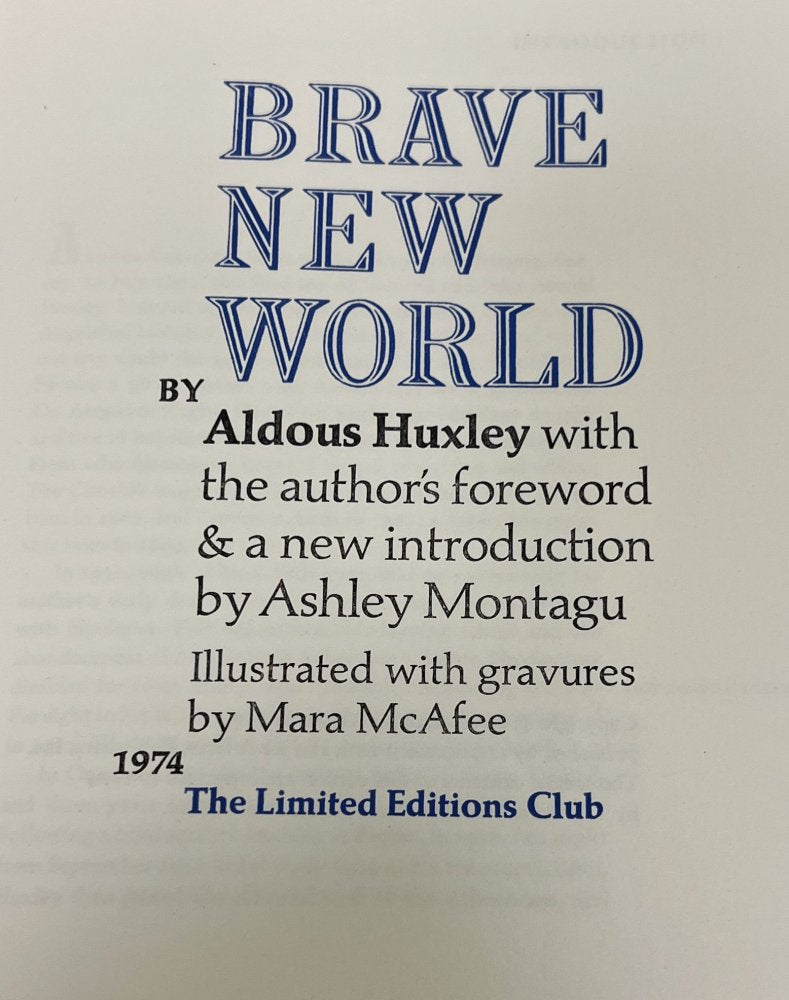 Aldous Huxley - Brave New World  - Signed & Numbered 1974 - Limited Edition