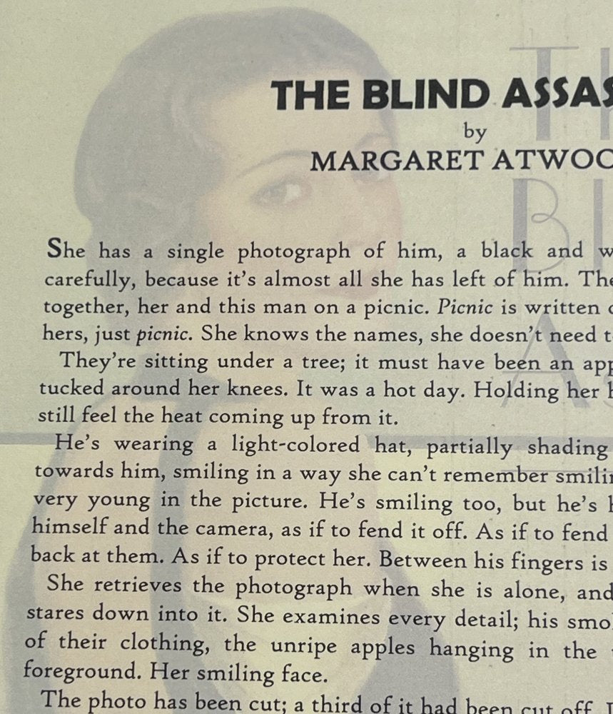 Autographed Typescript - Margaret Atwood - THE BLIND ASSASSIN - Booker Prize Winner -