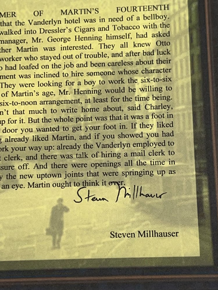 Autographed Typescript - Stephen Millhauser -  MARTIN DRESSLER -  Pulitzer Prize winner -