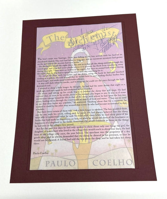 Autographed Typescript - Paulo Coelho -  THE ALCHEMIST -