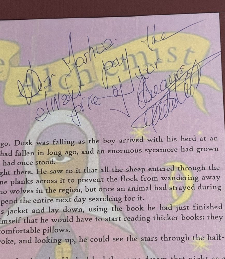 Autographed Typescript - Paulo Coelho -  THE ALCHEMIST -