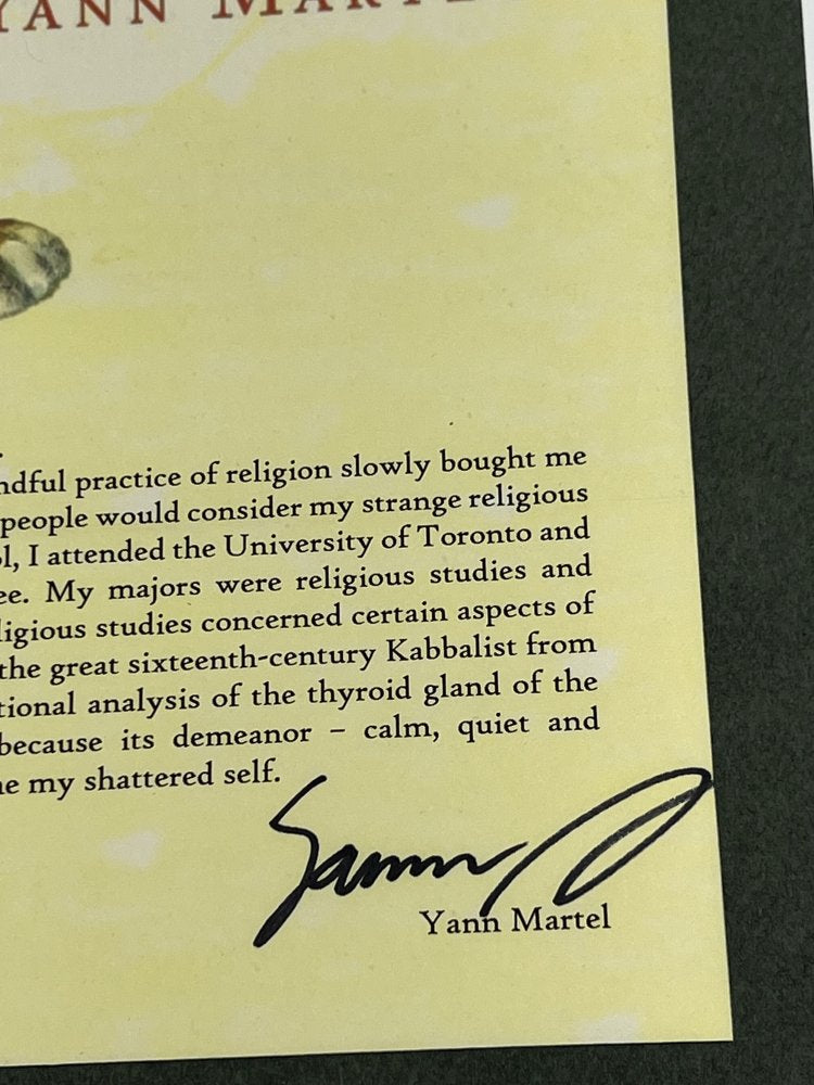 Autographed Typescript - Yann Martel - THE LIFE OF PI  - Booker Prize winner -