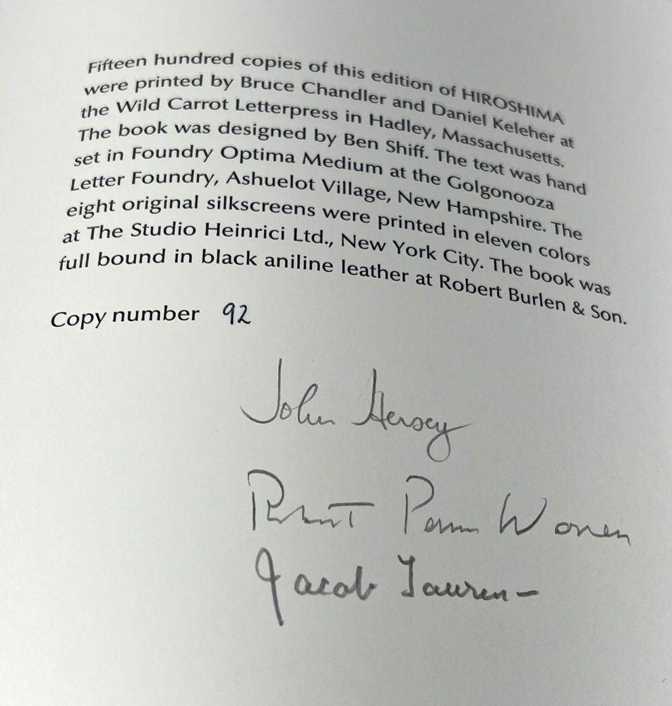 John Hersey & Robert Penn Warren - Hiroshima - Signed & Numbered 1983- Limited Edition Club