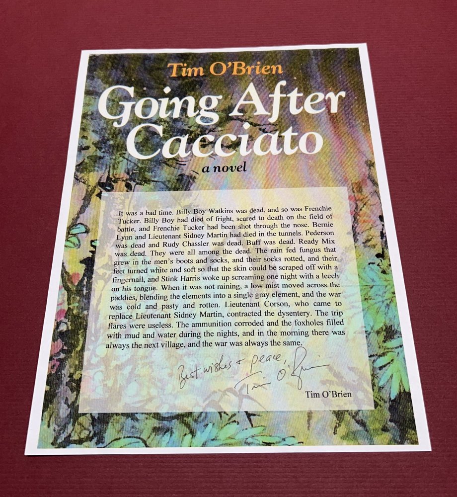 Autographed Typescript - Tim O'Brien -  GOING AFTER CACCIATO  - Pulitzer Prize winner -