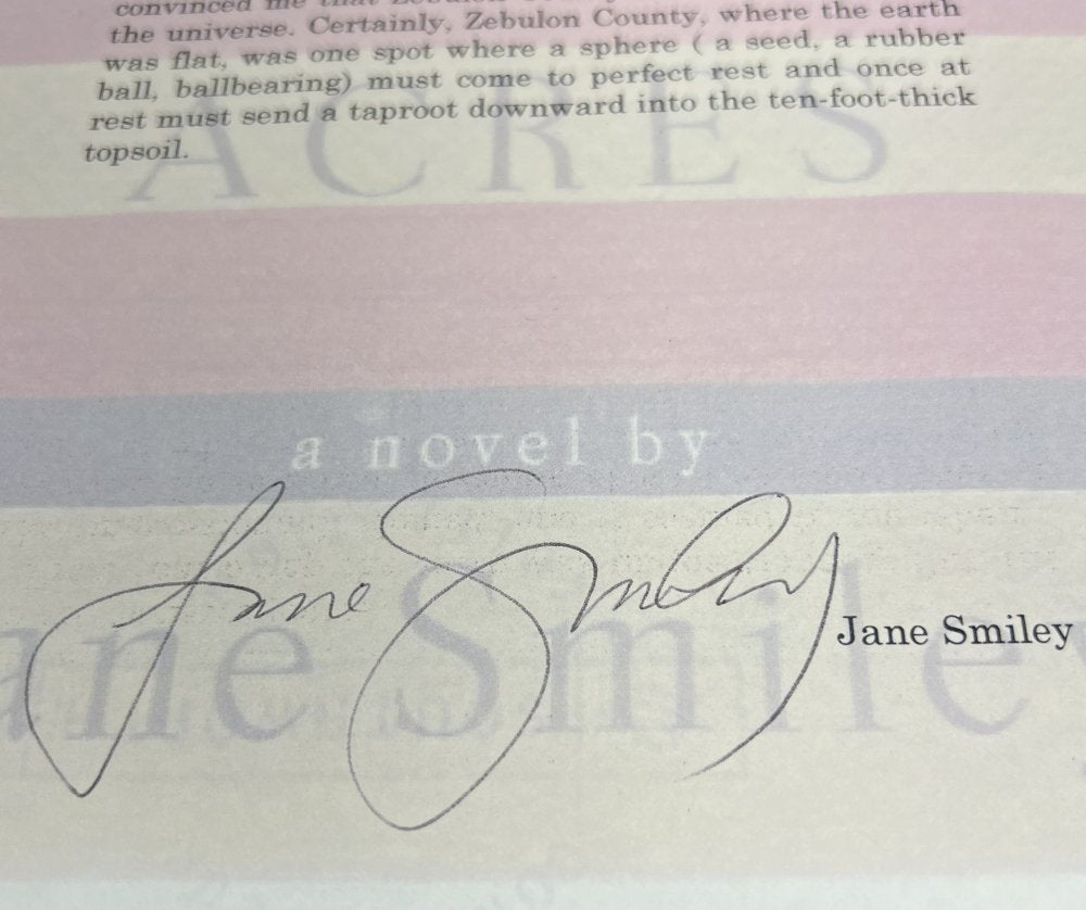 Autographed Typescript - Jane Smiley - A THOUSAND ACRES  - Pulitzer Prize winner -