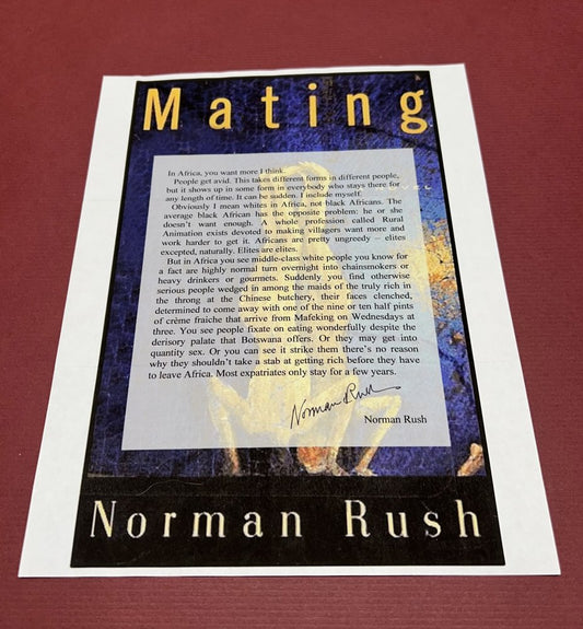 Autographed Typescript - Norman Rush - MATING - National Book Award winner