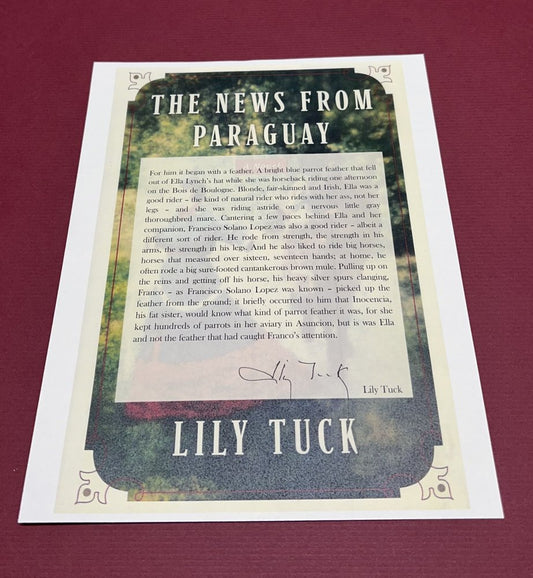 Autographed Typescript - Lily Tuck - THE NEWS FROM PARAGUAY - National Book Award winner