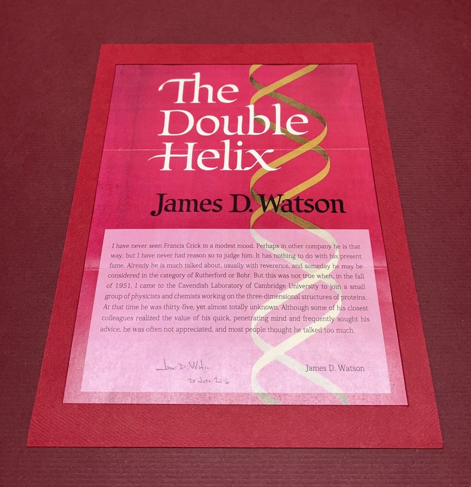 Autographed Typescript - James D. Watson - The Double Helix  - Nobel Prize winner -