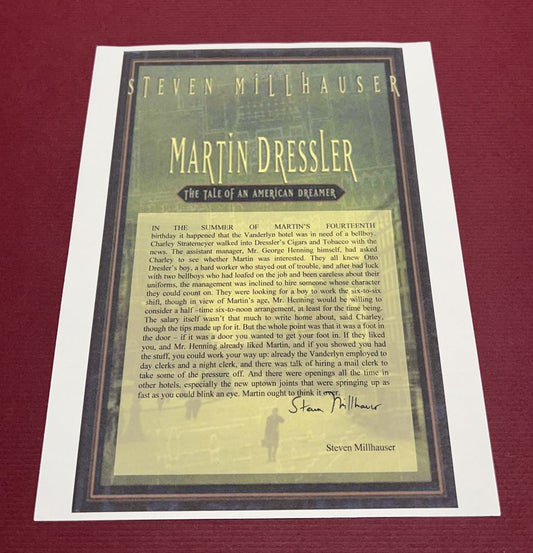 Autographed Typescript - Stephen Millhauser -  MARTIN DRESSLER -  Pulitzer Prize winner -