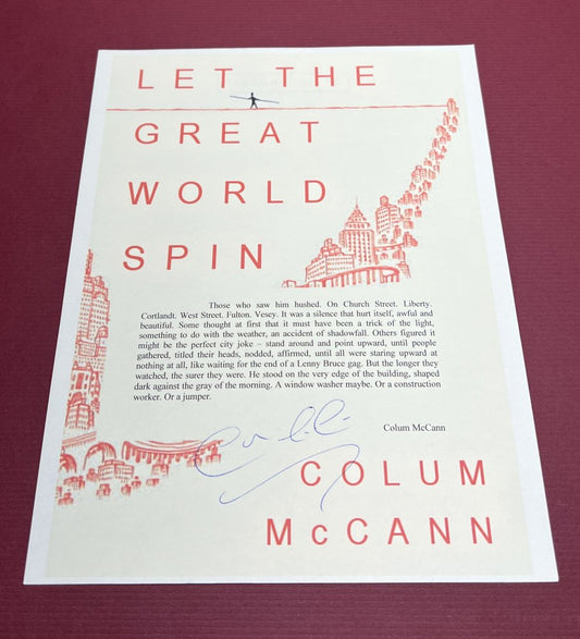 Autographed Typescript - Colum McCann - Let The Great World Spin  - National Book Award winner -
