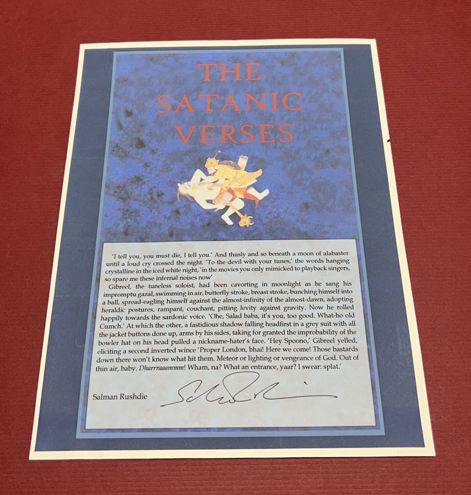 Autographed Typescript - Salman Rushdie -  THE SATANTIC VERSES -  Booker Prize winner -
