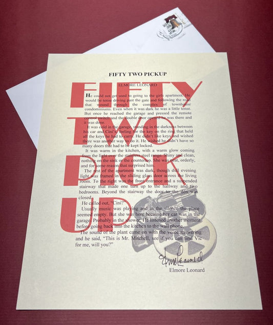 Autographed Typescript - Elmore Leonard - FIFTY TWO CARD PICK UP -