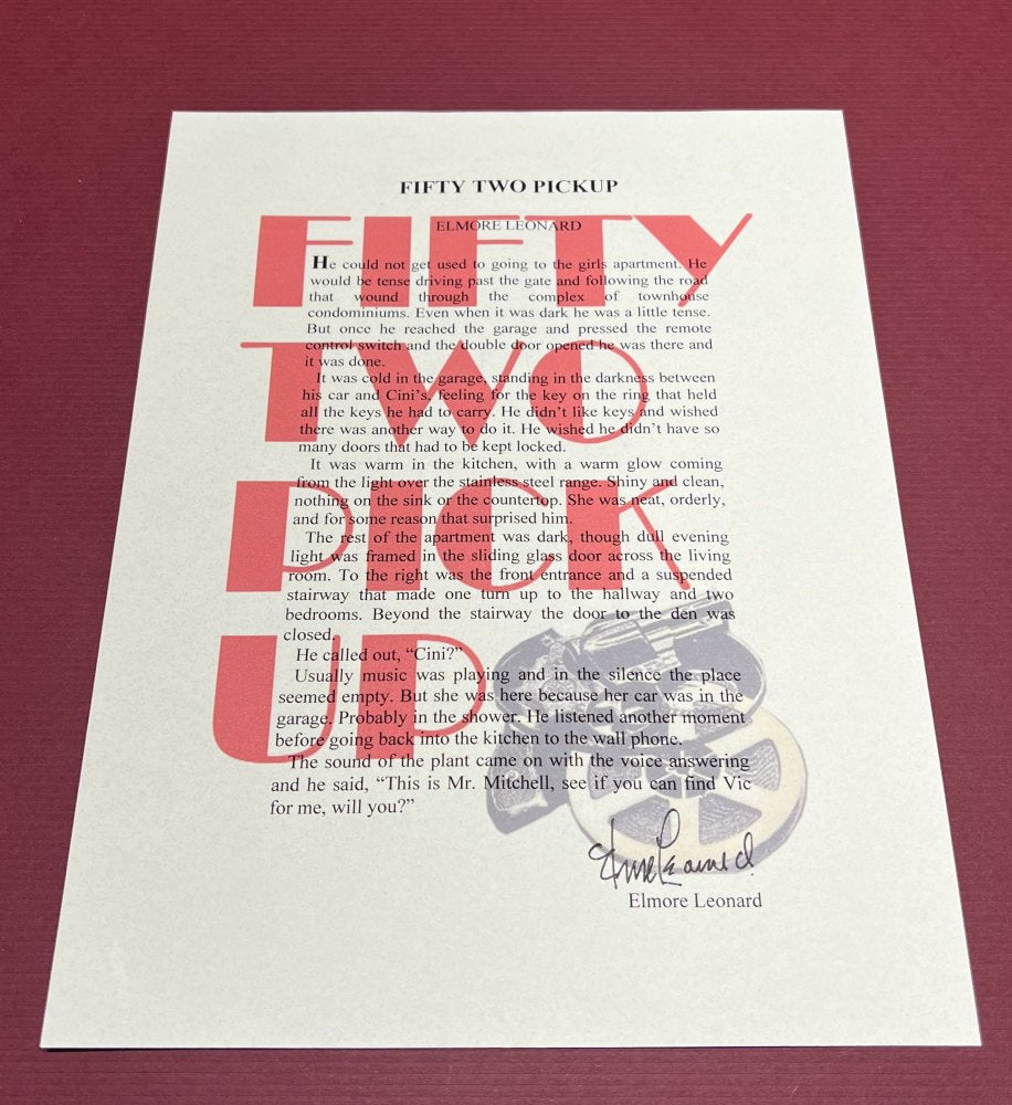 Autographed Typescript - Elmore Leonard - FIFTY TWO CARD PICK UP -