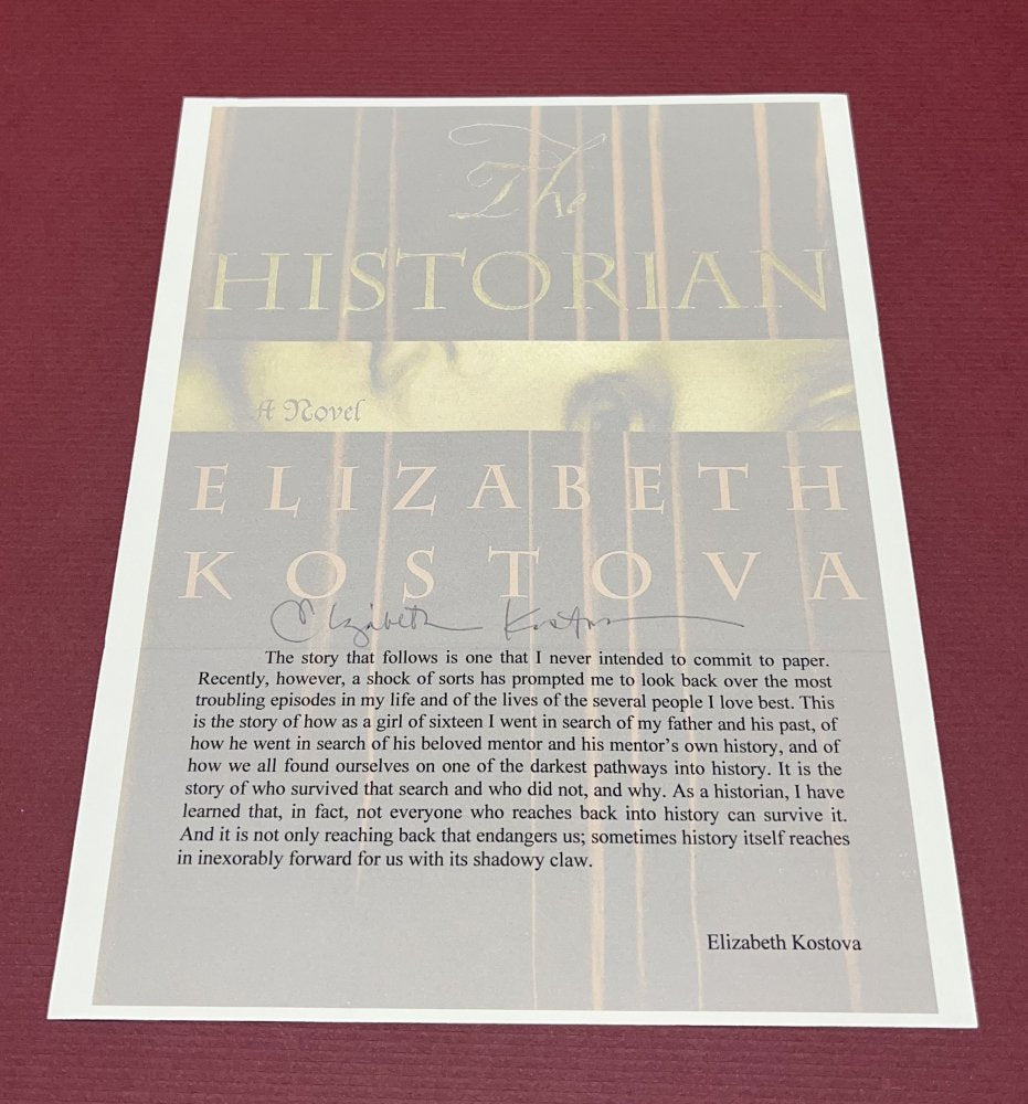 Autographed Typescript - Elizabeth Kostova  - THE HISTORIAN -