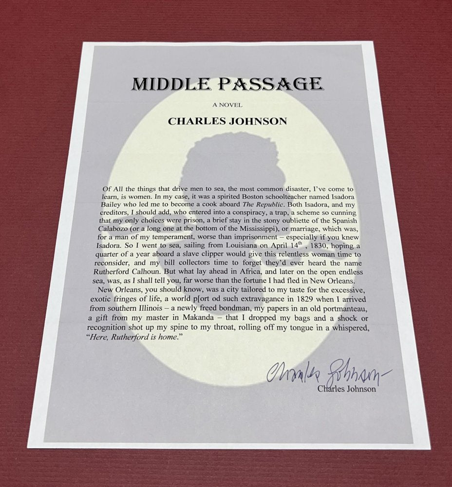 Autographed Typescript -  Charles Johnson -  MIDDLE PASSAGE - National Book Award winner