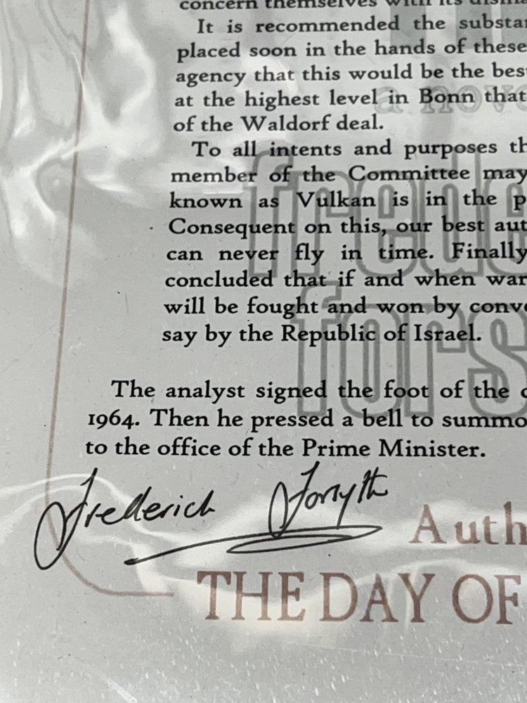 Autographed Typescript - Frederick Forsyth  - THE ODESSA FILE  -