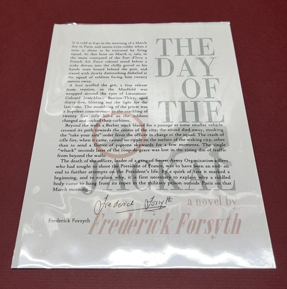 Autographed Typescript - Frederick Forsyth  - THE DAY OF THE JACKAL  -